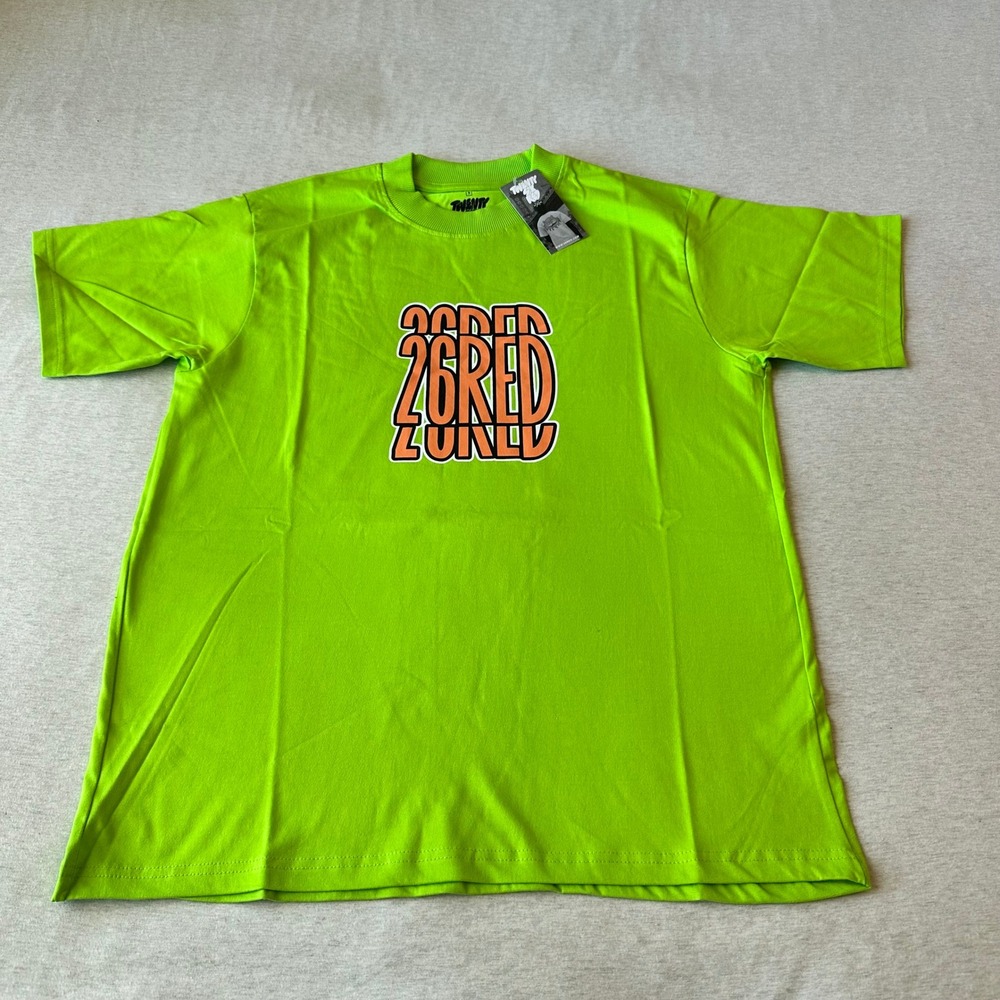 Twenty Six Red Mens Lime Green Graphic T-Shirt Short Sleeve Cotton Size S NEW